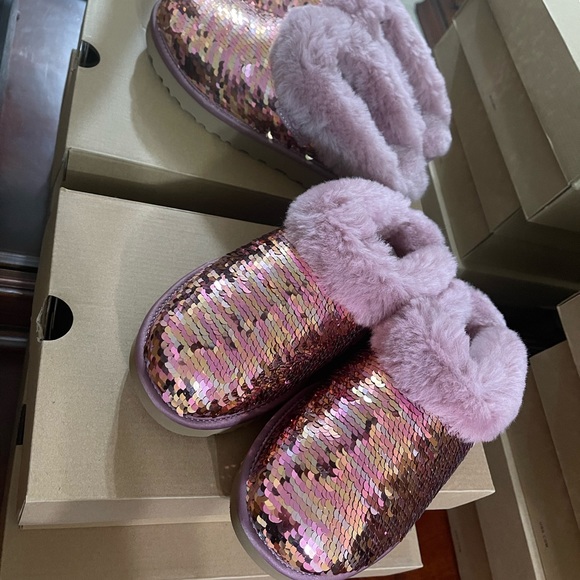 UGG | Cluggette Sequins PINK Slippers New In Box - Picture 10 of 15